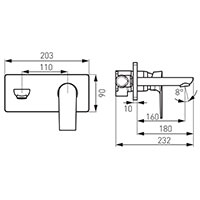 Algeo Square - ugradbena mješalica za umivaonik, izljev 18 cm