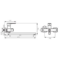 Algeo Square - Wall-mounted bathtub/wasbasin mixer with shower connection, chrome