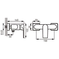 Algeo Square - Wall-mounted shower mixer, chrome