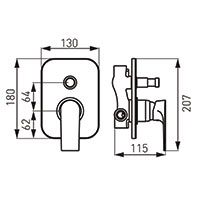 Algeo Square - built-in shower mixer