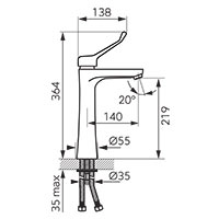 Algeo Square Medico - standing counter washbasin mixer