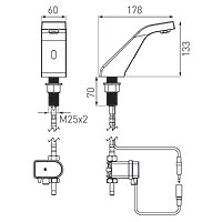 Sirocco Sensor touchless washbasin standing mixer