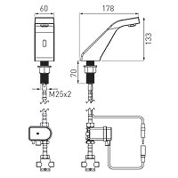 Sirocco Sensor Pre-Mixed touchless washbasin standing mixer