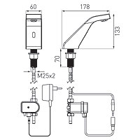 Sirocco Sensor Power-Safe - baterie stativa lavoar cu senzor, pentru apa rece