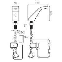 Sirocco Sensor Power-Safe Pre-Mixed touchless washbasin standing mixer