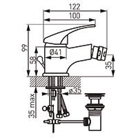 Basic - Bidet standing mixer, chrome