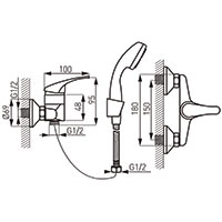 Basic - Wall-mounted shower mixer, chrome