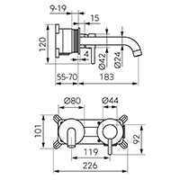 Ciriculus - Concealed washbasin mixer, gun metal