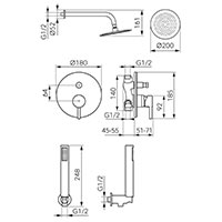 Ciriculus - Concealed shower 2F set, chrome