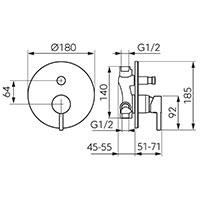 Ciriculus - Concealed shower 2F mixer, brushed gold