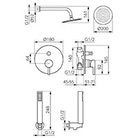 Ciriculus - Concealed shower 2F set, gun metal