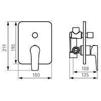 Adore Black/Chrome - built-in shower mixer