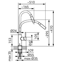 Distanza - Sink sensor mixer with flexible spout and 2-function aerator, black/chrome