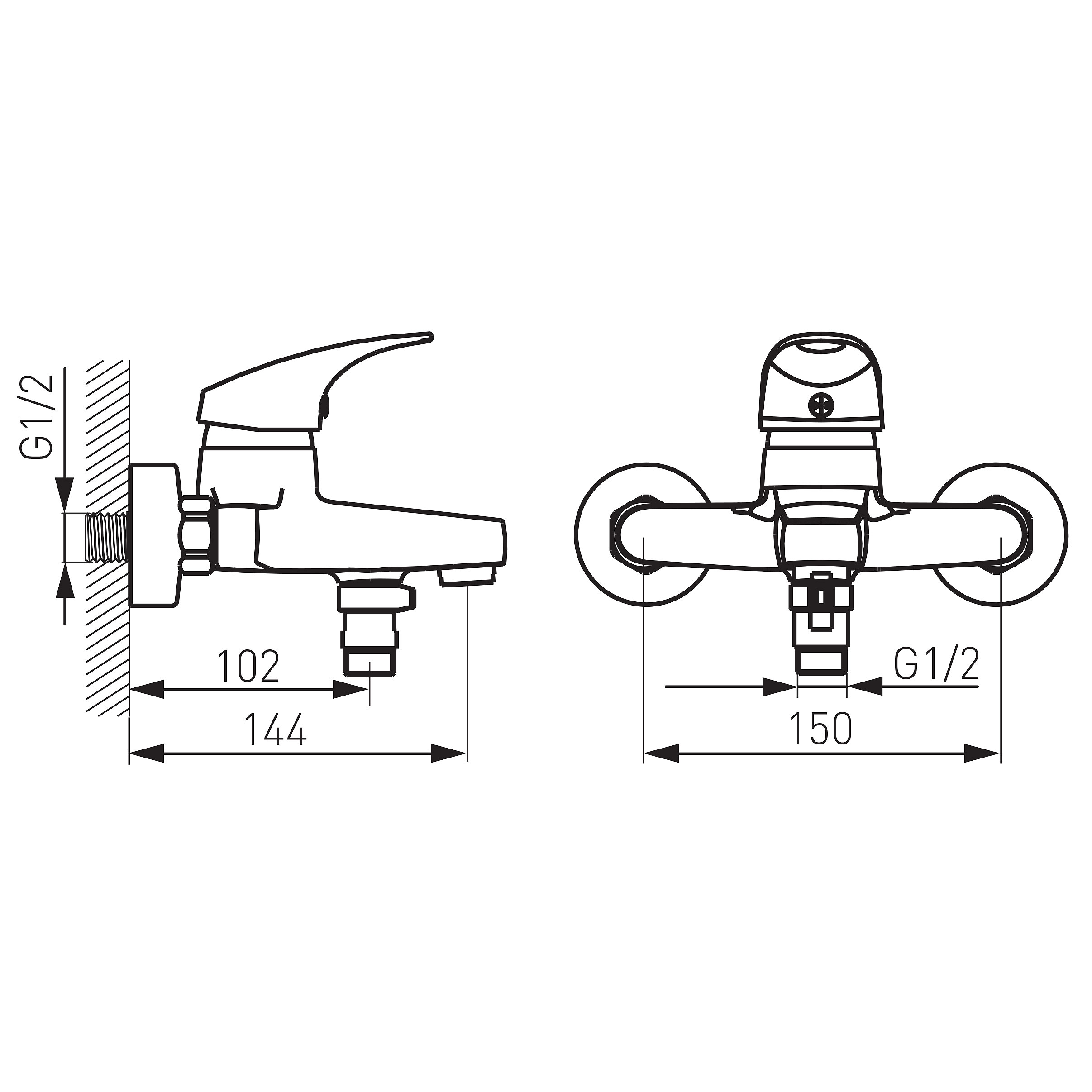Ferro One - Wall-mounted bath mixer, chrome