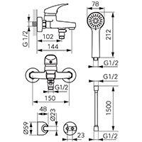 Ferro One - Wall-mounted bath mixer with a switch in the spout, chrome