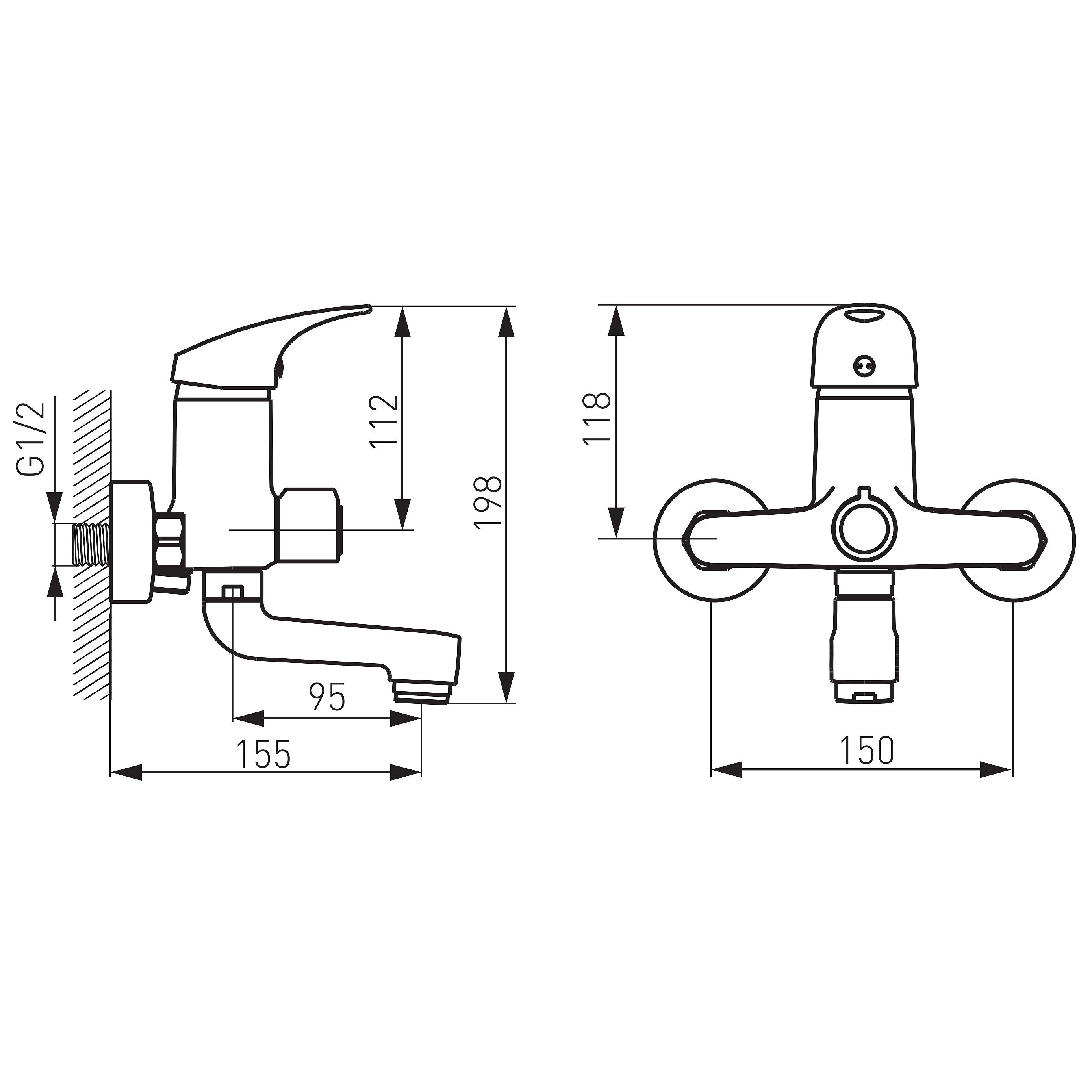 Ferro One - Wall-mounted bath mixer, chrome
