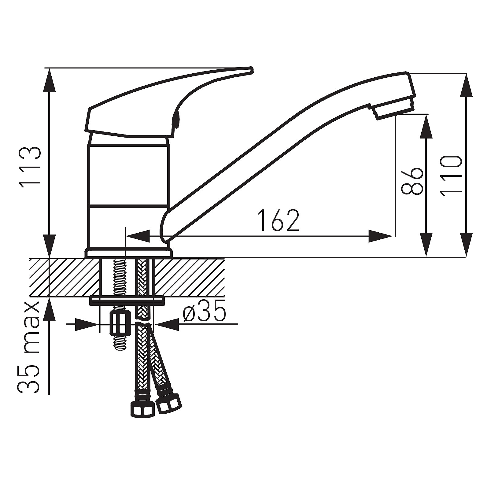 Ferro One - standing washbasin mixer with swivel spout