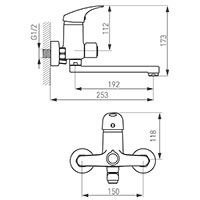 Ferro One - Wall-mounted bathtub/wasbasin mixer with shower connection, chrome