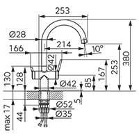 Filtrata - Baterie inalta pentru chiuveta cu apa filtrata, crom