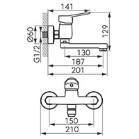 Isso - Wall-mounted washbasin mixer, chrome