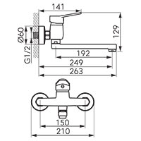 Isso - Wall-mounted sink mixer, chrome