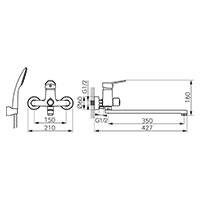 Isso - Wall-mounted bathtub/wasbasin mixer with shower connection, chrome