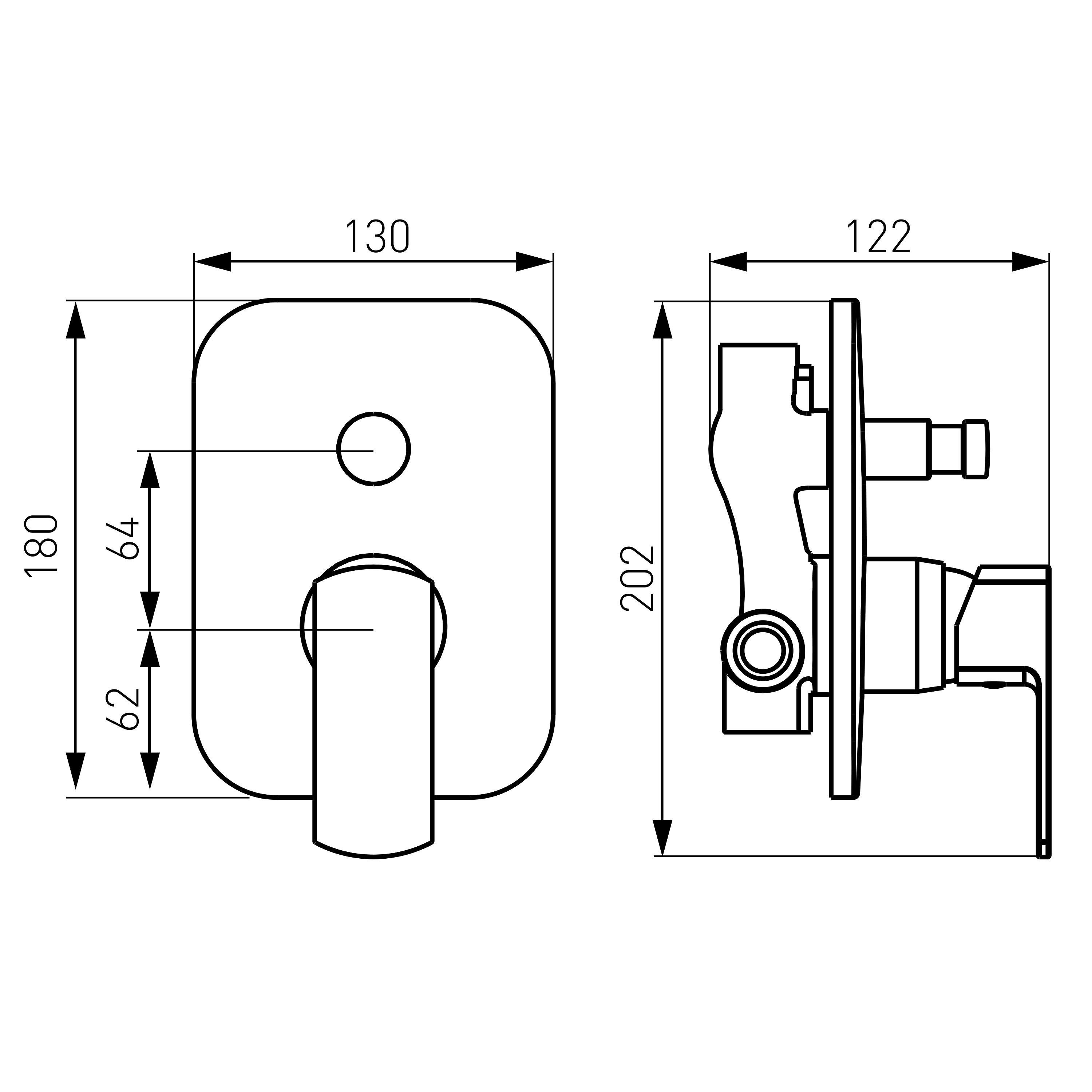 Alba VerdeLine - built-in shower mixer