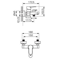 Nostris - Bathtube wallmounted mixer, chrome