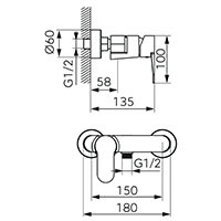 Nostris - shower wallmounted mixer, black