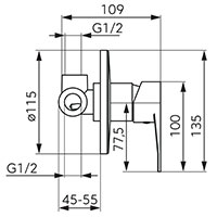 Nostris - Shower concealed mixer - 1way, chrome