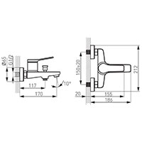 Stratos - Wall-mounted bath mixer, chrome