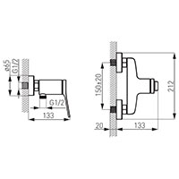 Stratos - Wall-mounted shower mixer, chrome