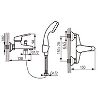 Smile - Wall-mounted bath mixer, chrome