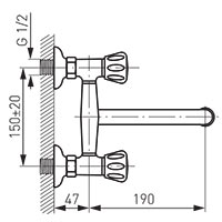 Standard - baterie perete lavoar/spalator