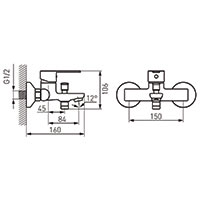 Savio - Wall-mounted bath mixer, chrome