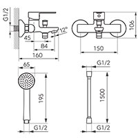 Savio - Wall-mounted bath mixer with a switch in the spout, chrome
