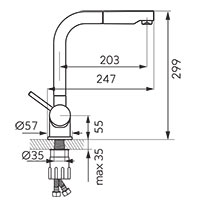 Toledo - standing sink mixer with pullout spray