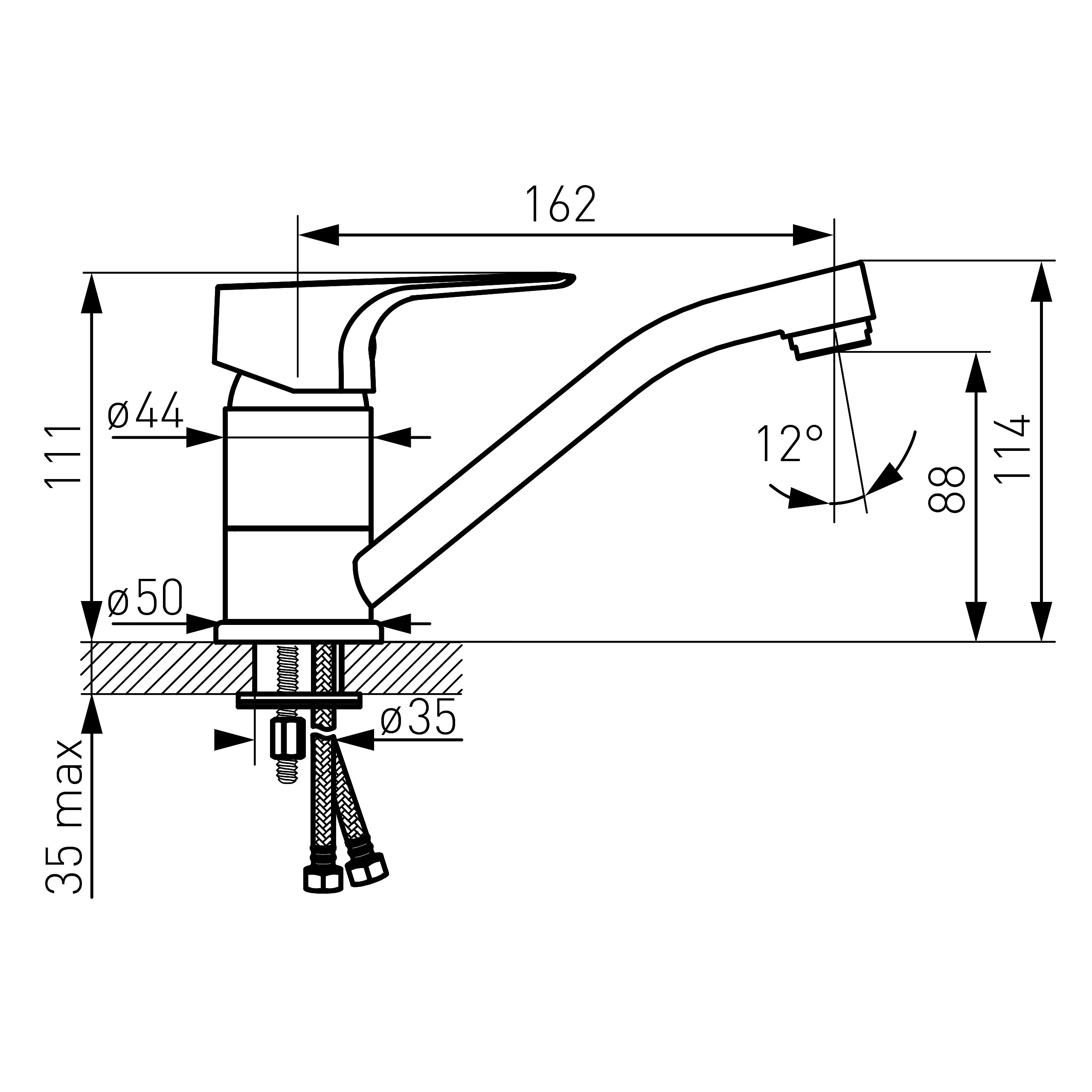 Tiga VerdeLine - Standing washbasin mixer with swivel spout