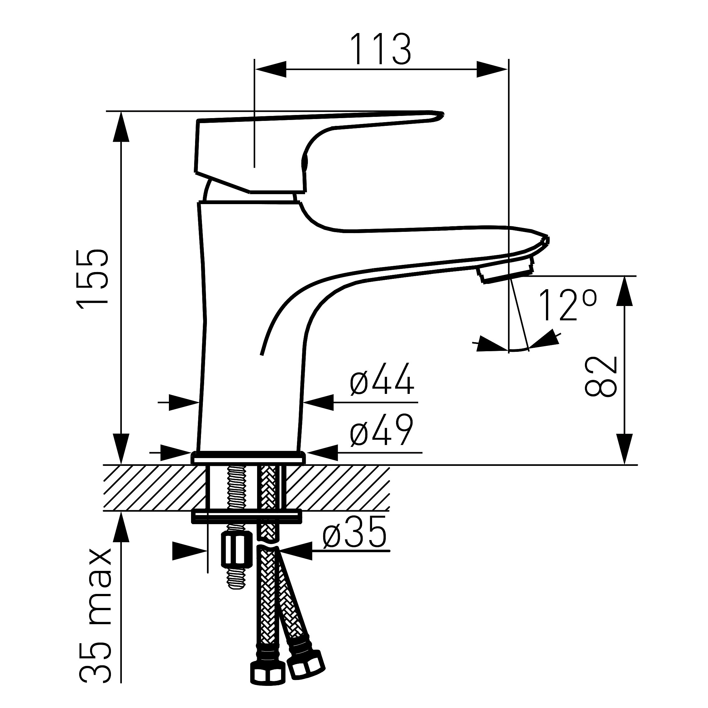 Tiga VerdeLine - Standing washbasin mixer