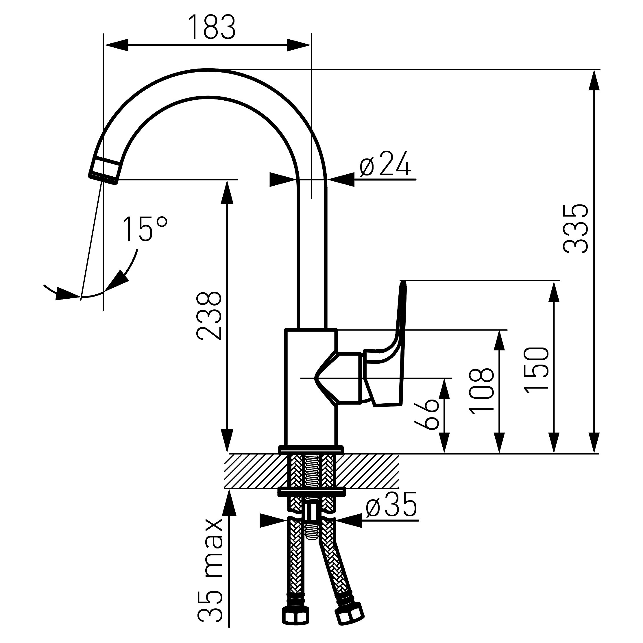 Tiga VerdeLine - Standing sink mixer