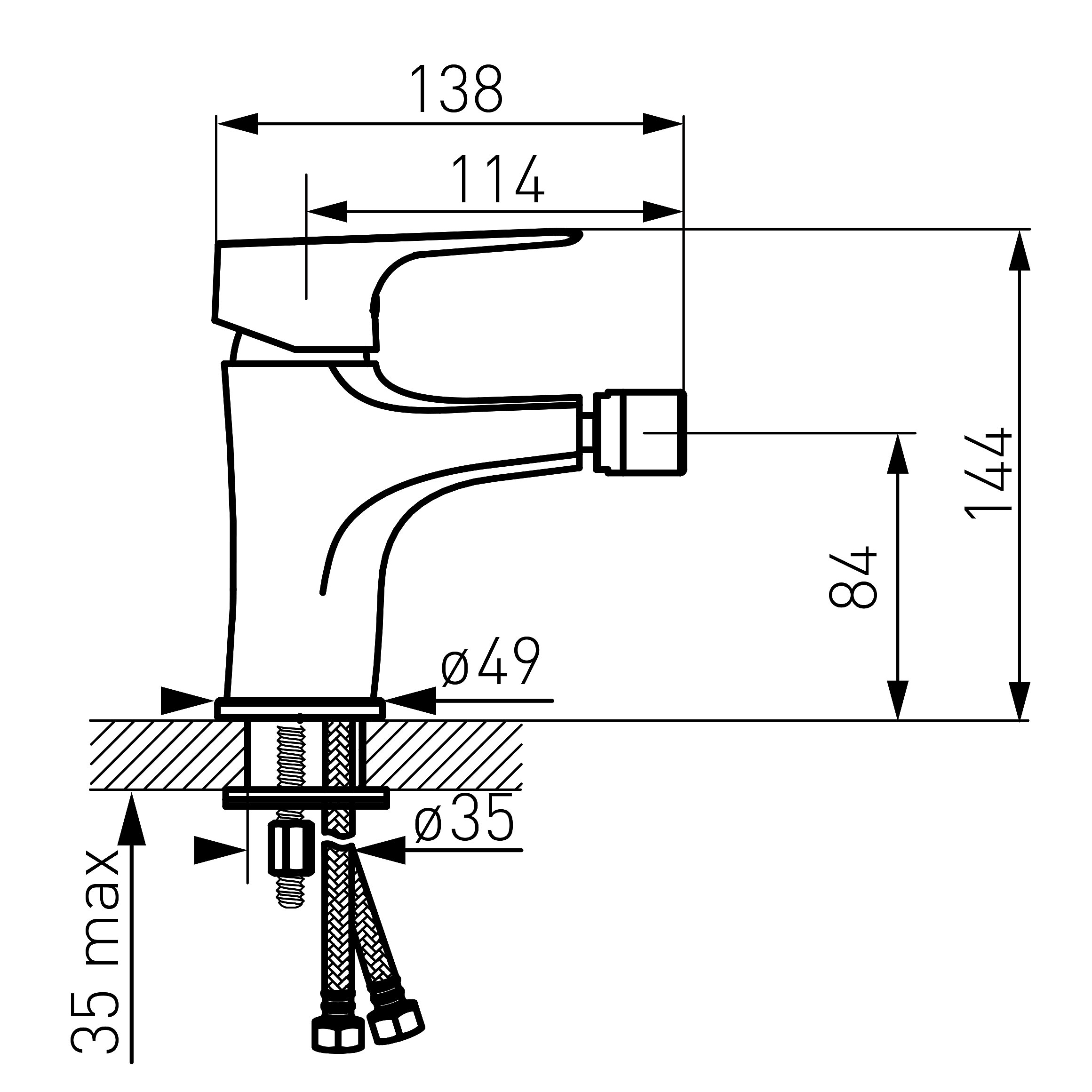 Tiga VerdeLine - Bidet standing mixer