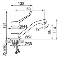 Tiga Medico - standing washbasin mixer with swivel spout