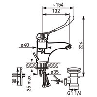 Standing washbasin mixer