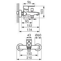 Ritto Black - Wall-mounted bath mixer, black