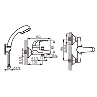 Vasto - Wall-mounted bath mixer, chrome