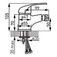 Vasto - Bidet standing mixer, chrome