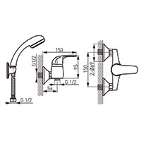 Vasto - Wall-mounted shower mixer, chrome