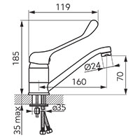 Vasto Medico - Standing washbasin mixer with swivel spout