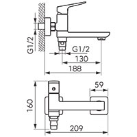Vitto Verdeline Black - Wall-mounted bath mixer with a switch in the spout, black