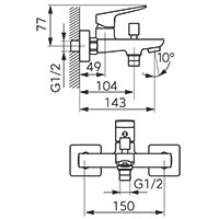 Vitto Verdeline - Wall-mounted bath mixer, chrome